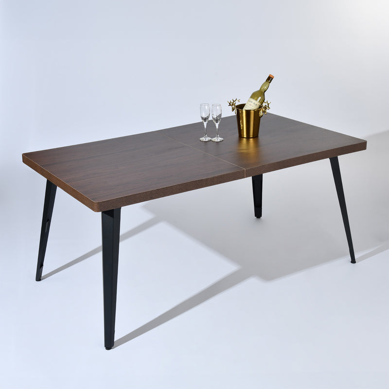 Modern Dining Table for 4-6 People – Sturdy Metal Legs, Available in Dark Brown & White Marble