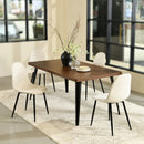 Modern 5-Piece Dining Set with Beige Upholstered Chairs