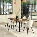 Modern 5-Piece Dining Set – Beige Chairs