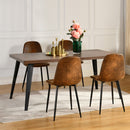 Modern 5-Piece Dining Set with Suede Brown Upholstered Chairs