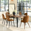 Modern 5-Piece Dining Set with Suede Brown Upholstered Chairs