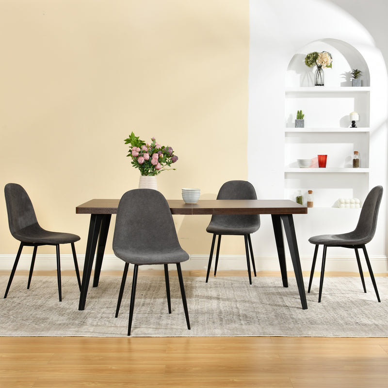 Modern 5-Piece Dining Set with Grey Upholstered Chairs