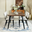 Modern 5-Piece Dining Set with Beige Upholstered Chairs