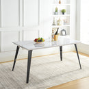 5-Piece Dining Set – Faux Marble Table with Grey Fabric Chairs | Modern & Chic