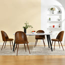 5-Piece Dining Set – Marble-Style Table with 4 Brown Suede Chairs | Modern & Elegant
