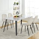 5-Piece Dining Set – Faux Marble Table with Beige Fabric Chairs | Contemporary & Stylish