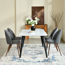 5-Piece Dining Set – Faux Marble Table with Grey Fabric Chairs | Modern & Chic
