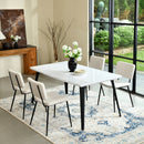 5-Piece Dining Set – Faux Marble Table with Beige Fabric Chairs | Elegant &amp; Modern