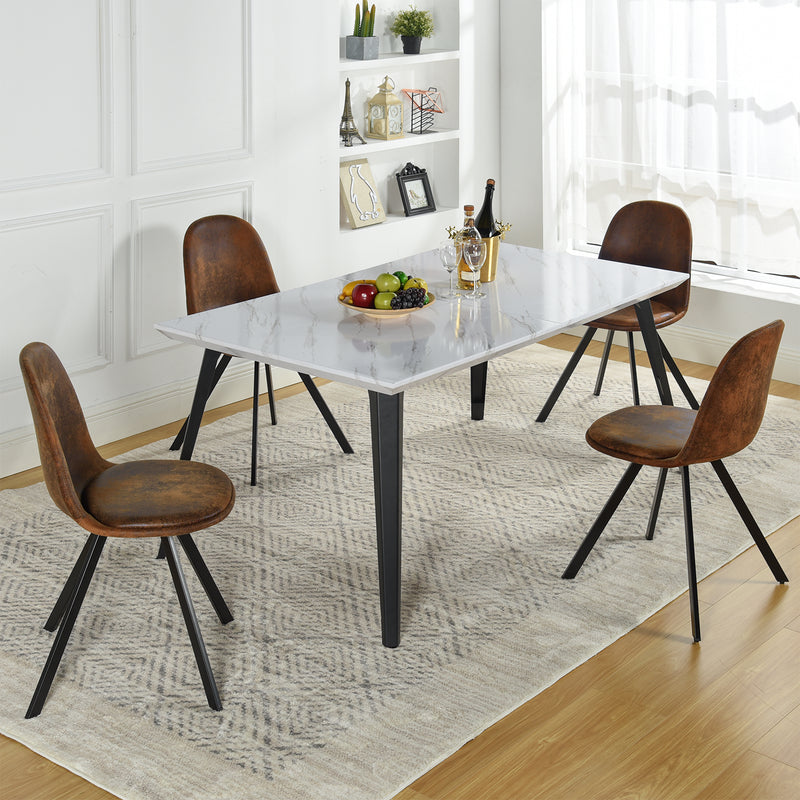 Modern 5-Piece Dining Set with Rustic Chairs
