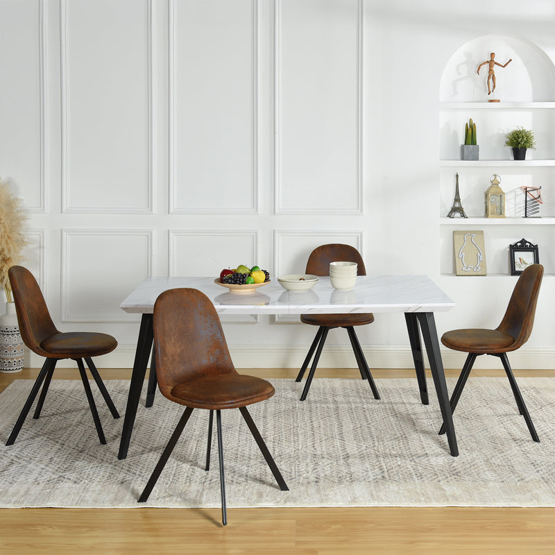 Modern 5-Piece Dining Set with Rustic Chairs