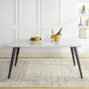 Modern Dining Table for 4-6 People – Sturdy Metal Legs, Available in Dark Brown & White Marble