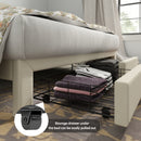 Summit Upholstered Bed Frame with Drawer Storage & USB Charging Port – Twin & Queen Size, Beige & Grey Colors