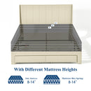 Summit Upholstered Bed Frame with Drawer Storage & USB Charging Port – Twin & Queen Size, Beige & Grey Colors