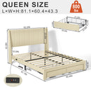 Summit Upholstered Bed Frame with Drawer Storage & USB Charging Port – Twin & Queen Size, Beige & Grey Colors