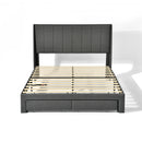 Summit Upholstered Bed Frame with Drawer Storage & USB Charging Port – Twin & Queen Size, Beige & Grey Colors