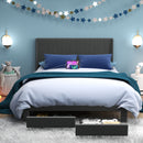 Summit Upholstered Bed Frame with Drawer Storage & USB Charging Port – Twin & Queen Size, Beige & Grey Colors