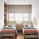 Summit Upholstered Bed Frame with Drawer Storage & USB Charging Port – Twin & Queen Size, Beige & Grey Colors