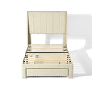 Summit Upholstered Bed Frame with Drawer Storage & USB Charging Port – Twin & Queen Size, Beige & Grey Colors