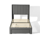 Summit Upholstered Bed Frame with Drawer Storage & USB Charging Port – Twin & Queen Size, Beige & Grey Colors