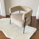 Modern Beige Fabric Accent Chair with Foam Cushion & Black Painted Legs