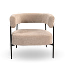 Modern Beige Fabric Accent Chair with Foam Cushion & Black Painted Legs
