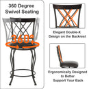26in 360° Swivel Barstools (Set of 2) – Elegant Double-X Backrest, Ergonomic Design, and Durable Metal Frame