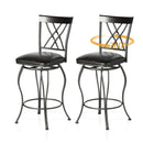 26in 360° Swivel Barstools (Set of 2) – Elegant Double-X Backrest, Ergonomic Design, and Durable Metal Frame