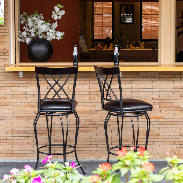 Wichita 29" Industrial Swivel Bar Stools - Set of 2 (Black)