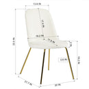 Set of 2 Velvet Side Dining Chairs – ZANKA White with Gold Legs