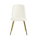 Set of 2 Velvet Side Dining Chairs – ZANKA White with Gold Legs