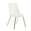 Set of 2 Velvet Side Dining Chairs – ZANKA White with Gold Legs