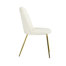 Set of 2 Velvet Side Dining Chairs – ZANKA White with Gold Legs