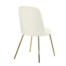 Set of 2 Velvet Side Dining Chairs – ZANKA White with Gold Legs