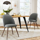 ZOMBA Dining Chair - Grey Teddy Fabric with Walnut Wood Legs (Set of 2)