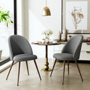 ZOMBA Dining Chair - Grey Teddy Fabric with Walnut Wood Legs (Set of 2)