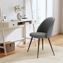 ZOMBA Dining Chair - Grey Teddy Fabric with Walnut Wood Legs (Set of 2)