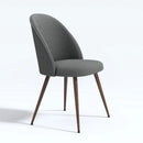 ZOMBA Dining Chair - Grey Teddy Fabric with Walnut Wood Legs (Set of 2)