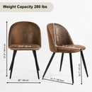 Set of 2 Modern Brown Upholstered Dining Chairs