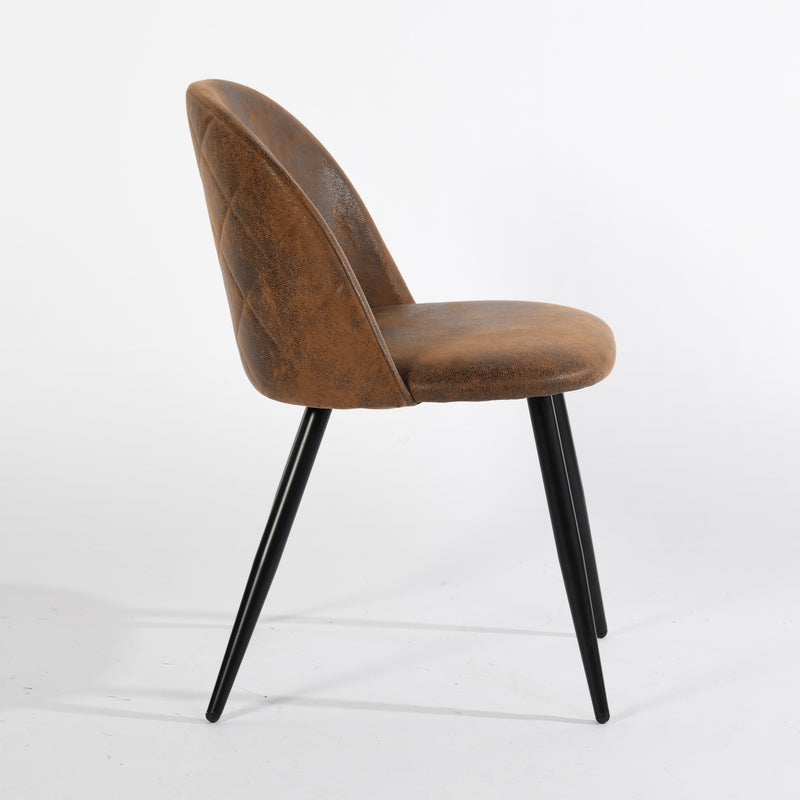 Set of 2 Modern Brown Upholstered Dining Chairs