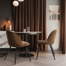 Set of 2 Modern Brown Upholstered Dining Chairs
