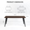 Modern Dining Table for 4-6 People – Sturdy Metal Legs, Available in Dark Brown & White Marble