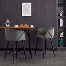 ALDRIDGE 26in Counter Stool Set of 2 - Grey Velvet with Black Metal Legs