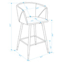 ALDRIDGE 26in Counter Stool Set of 2 - Grey Velvet with Black Metal Legs