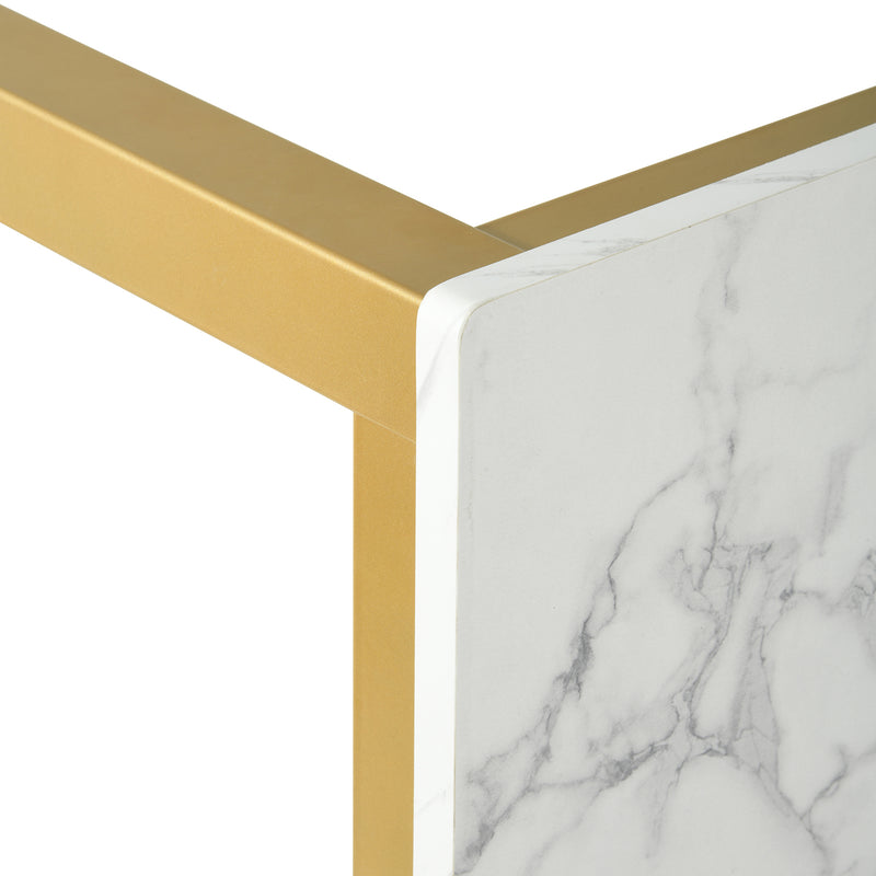 BRANDT Marble Dining Table with Gold Legs – 120 cm Length