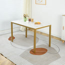 BRANDT Marble Dining Table with Gold Legs – 120 cm Length