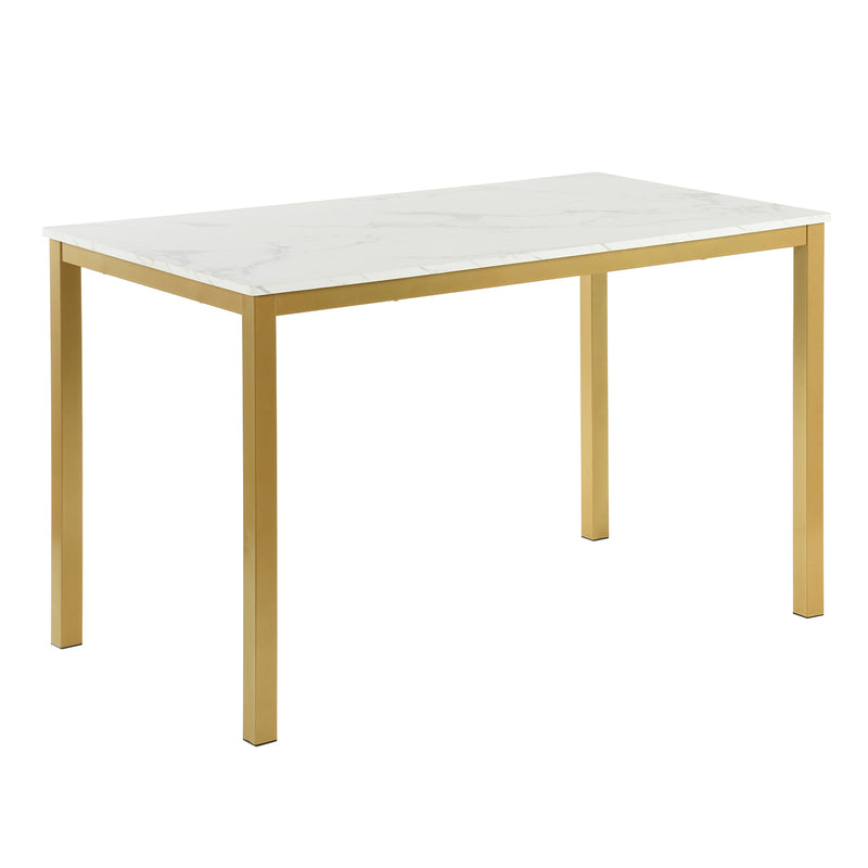 BRANDT Marble Dining Table with Gold Legs – 120 cm Length