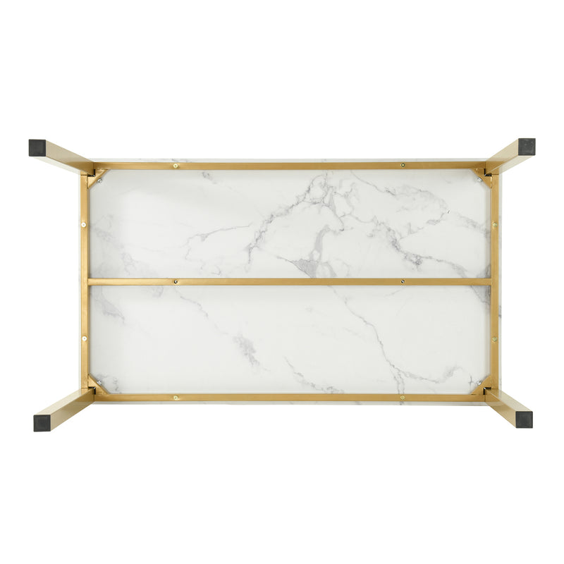 BRANDT Marble Dining Table with Gold Legs – 120 cm Length