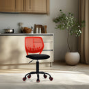 Office Chair with Red PU Casters – Adjustable Height, Black Corduroy Upholstery