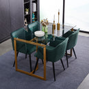 Modern Glass Top Table with Gold Metal Base