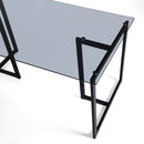 55in Slip Smoke Grey Glass Dining Table with Black Metal Legs